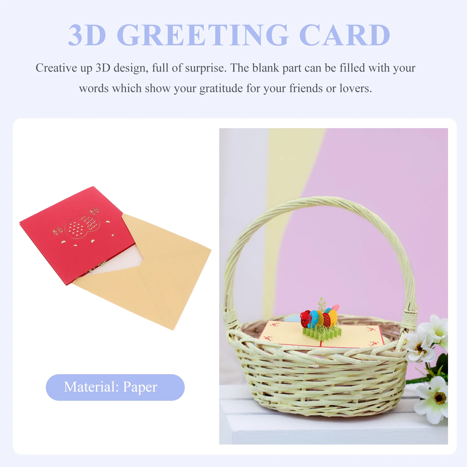 

Hollow Design 3D Easter Greeting Card Pop Up Paper Art for Special Gift Creative Holiday Card for Lovers Friends Birthday