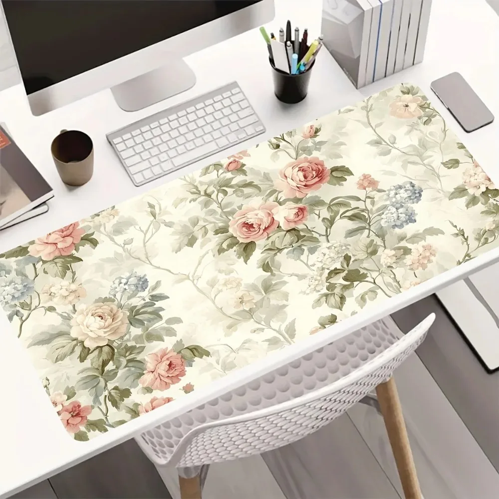 

1pc of Durable E-sports Gaming Mouse Pad,, Non-slip, Floral Pattern Design, Washable Keyboard Desk Mat Office Desk Accessory