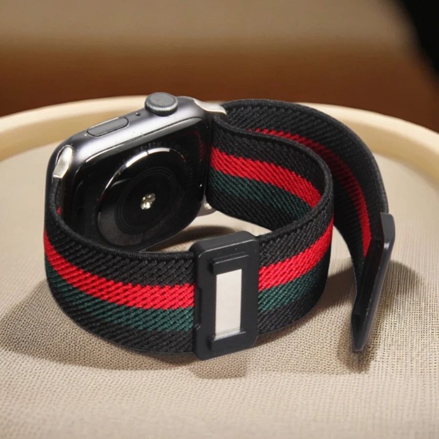 Elastyczna pętla do paska Apple Watch 45mm 44mm49mm42mm 41mm40mm38mm Nylonowa pętla z klamrą magnetyczną do paska Apple Watch Series9 8 7 6