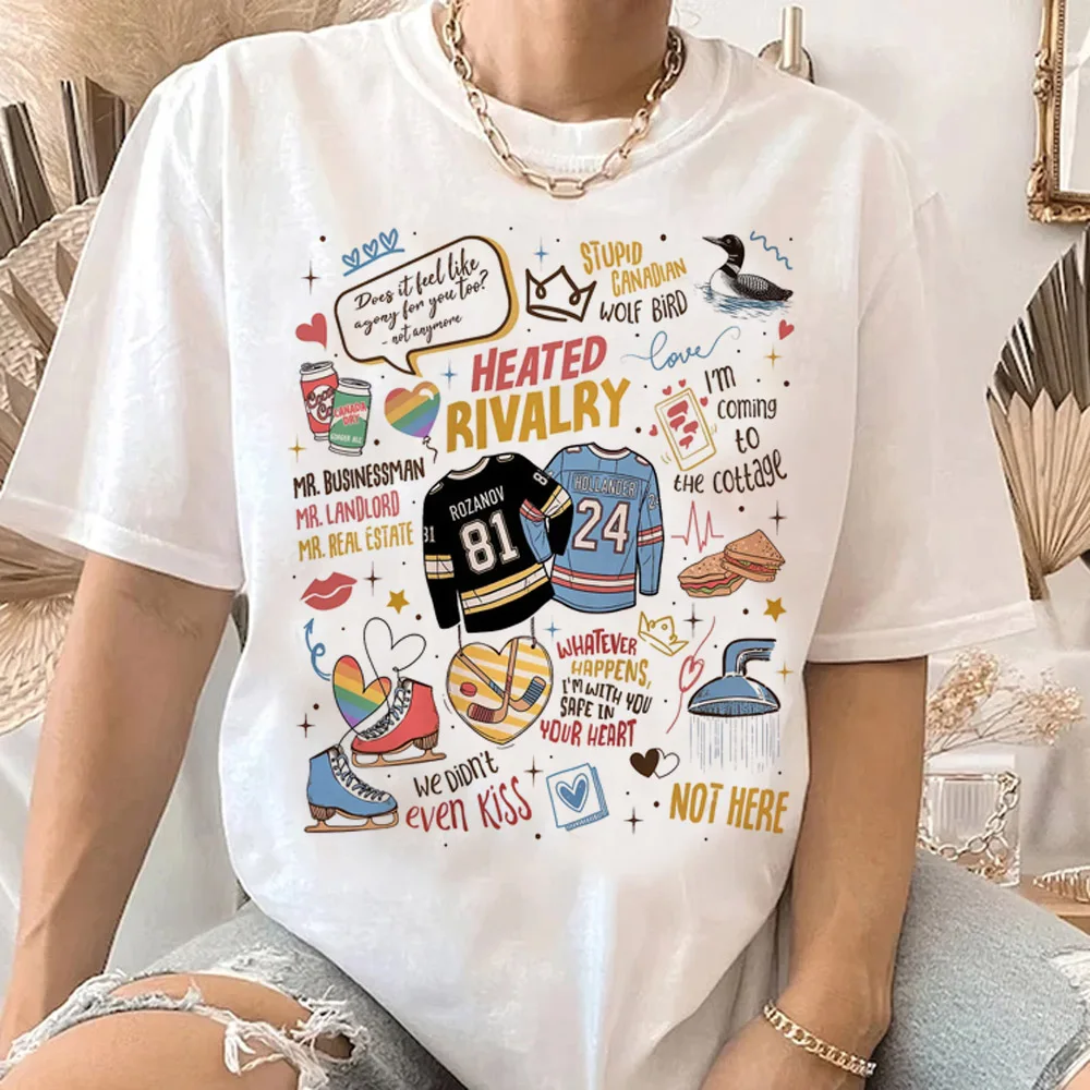 Übergroßes Heißes Beheiztes Rivality-Print T-Shirt für Damen und Herren Grafisches Cartoon-Oberteil Gothic Vintage T-Shirt Mode Y2k Streetwear Kleidung