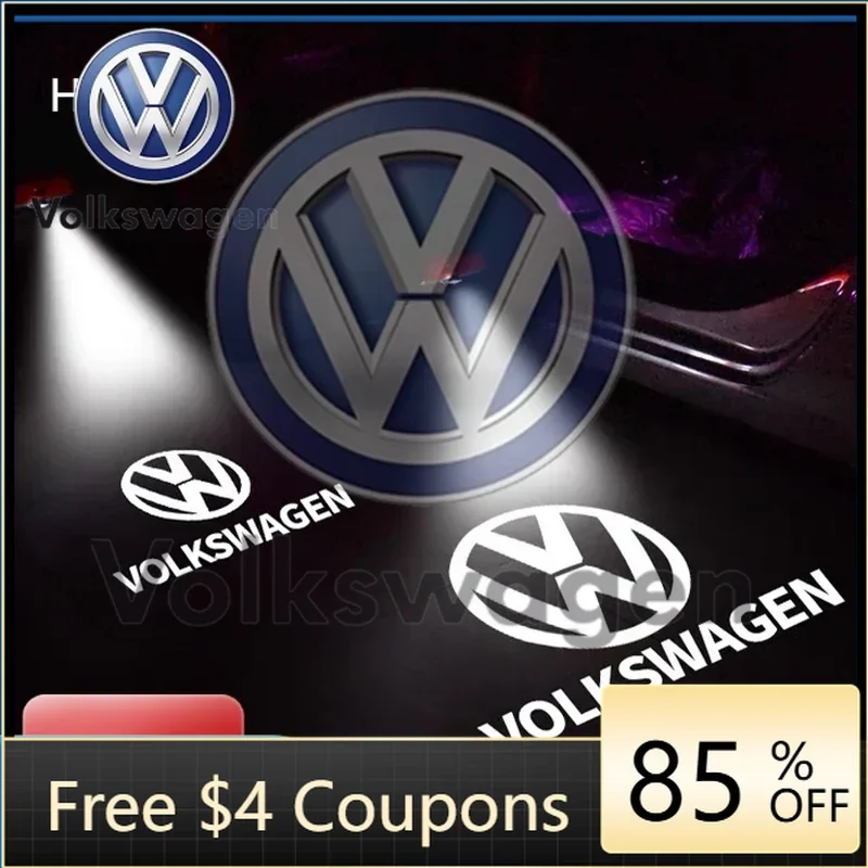 

Наклейка на автомобиль для VOLKSWAGEN VW, 2 шт., эмблема на дверь автомобиля, светодиодная лампа, беспроводной лазерный проектор для VW Volkswagen Golf Polo P