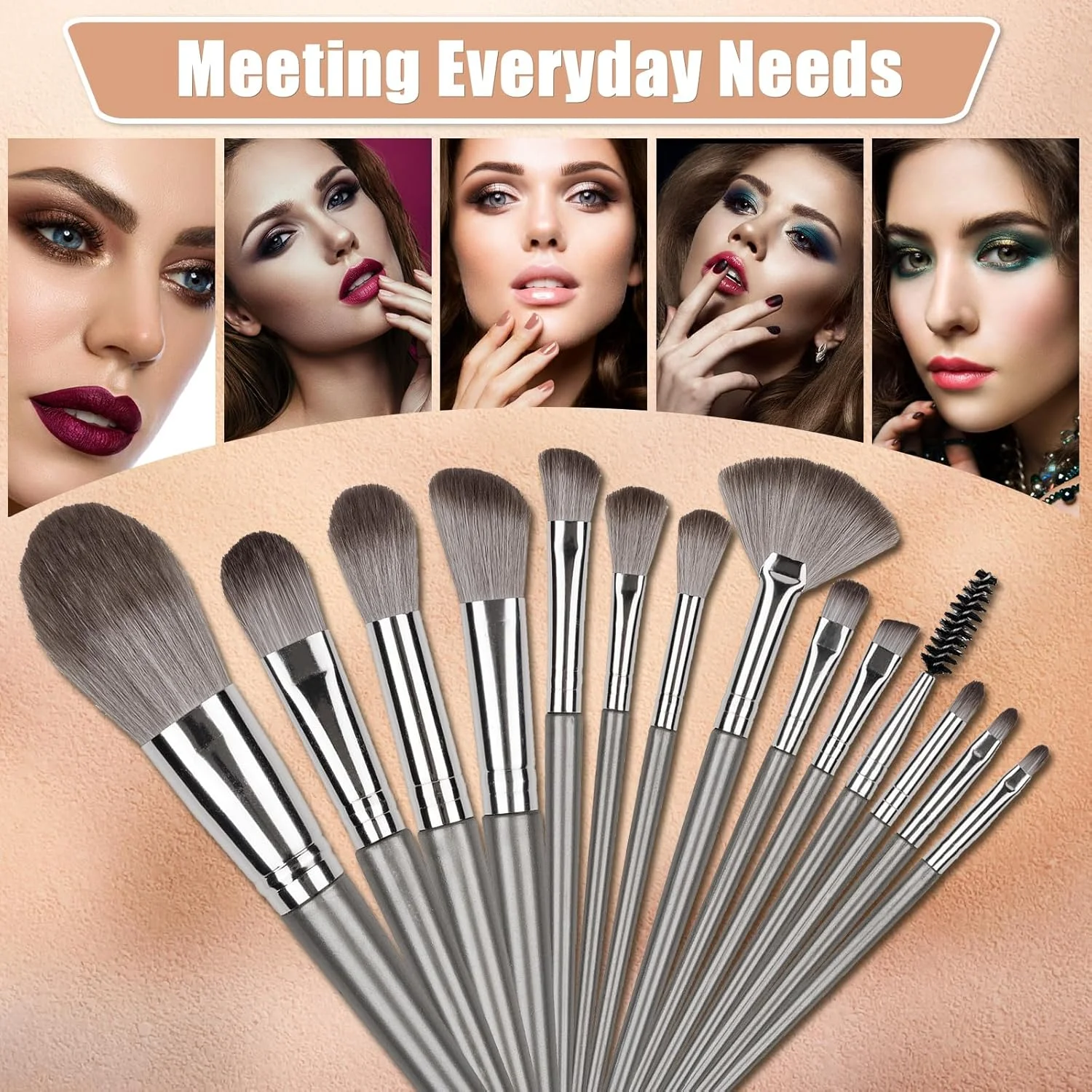 ชุดแปรงแต่งหน้ามืออาชีพ 14 ชิ้น สำหรับแต่งตา ใบหน้า รองพื้น คอนซีลเลอร์ บลัชออน แป้ง อายแชโดว์ ของขวัญคริสต์มาสสำหรับผู้หญิง