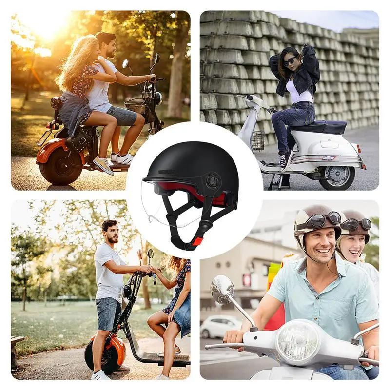 Cascos de motocicleta con gafas, visera, casco de ciclomotor, Scooter Eléctrico para hombres y mujeres, cascos de bicicleta ligeros