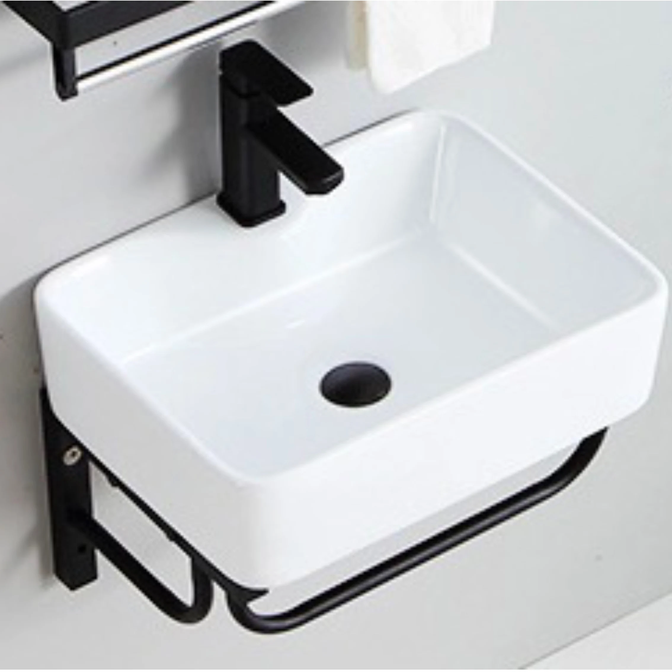 Small Apartment Bathroom Ceramic Washbasin Cabinet Combination Wall-mounted Washbasin Simple Wall-hung Basin Bathroom Washbasin