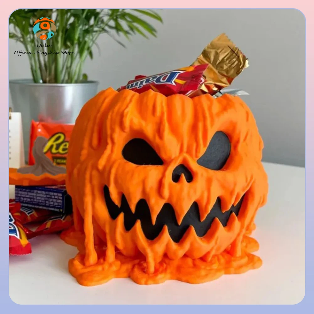 Melting Halloween Pumpkin Candy Bowl Action Figure Collectible Doll Ornament Fashionable Toys Birthday Gift For Kids Toys