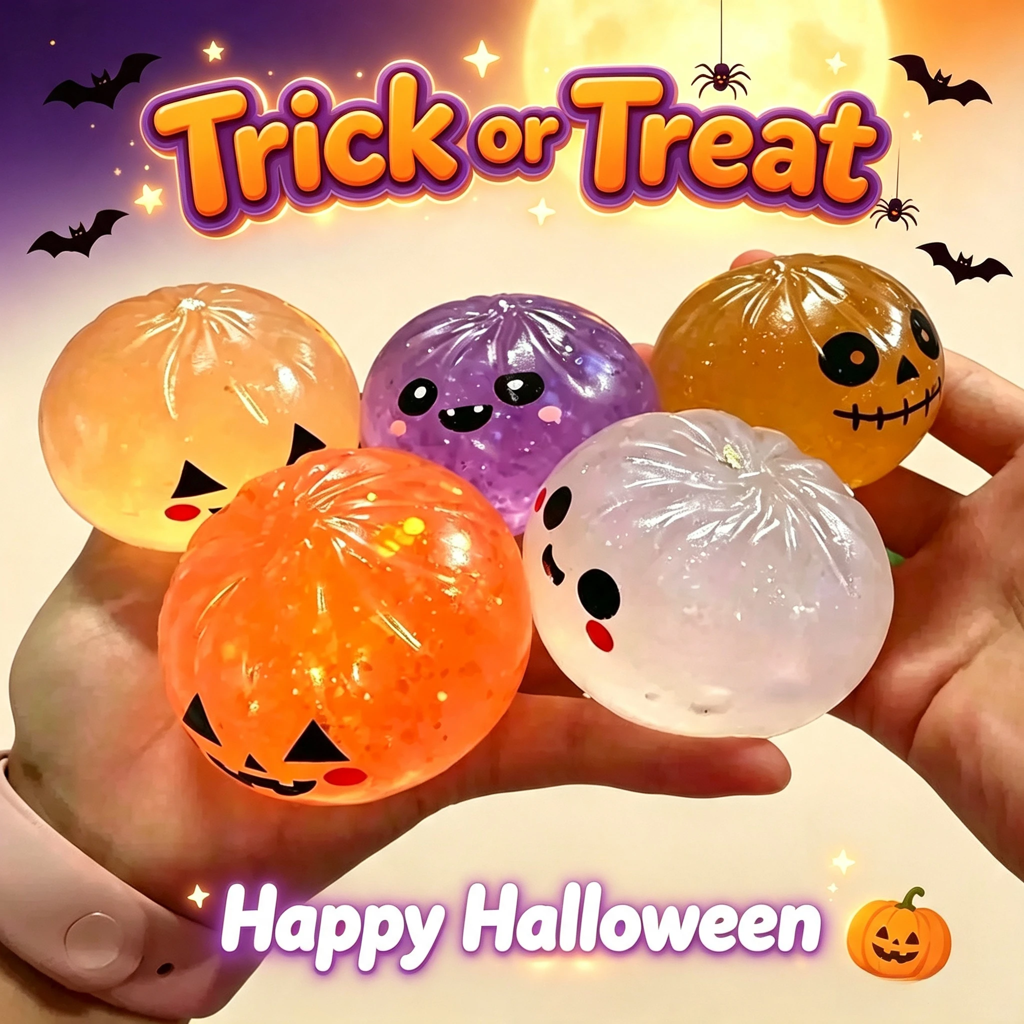 Jouet de décompression créatif en forme de fantôme d'Halloween de 6,5 cm, nouveau jouet à pincer musical, coffret cadeau de décompression