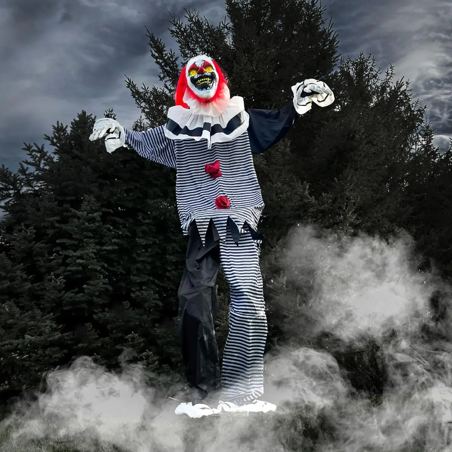 

15-ft. Animatronic Scary Talking Clown with Touch Activated Lights and Sound, Battery-Operated Outdoor Halloween Decoration