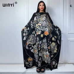 WINYI 여성용 여름 패션 드레스, 럭셔리 보호 프린트 무슬림 여성 두바이 프리 사이즈 디자인 맥시 느슨한 아프리카 우아한 원피스