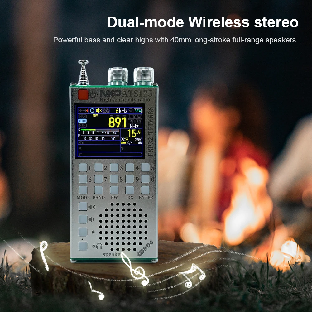 ATS125 متعدد الوظائف راديو BT TEF6686 رقاقة RDS عرض البيانات راديو LCD شاشة ملونة باليد راديو استقبال للداخلية في الهواء الطلق