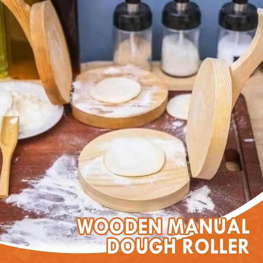 Rodillo de prensa de masa Manual Circular de madera, molde para corteza de bola de masa, molde para hacer pasteles y hamburguesas, máquina para hacer pan de carne, suministros de cocina