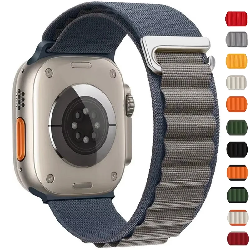 جبال الألب حلقة حزام ل سوار ساعة أبل الترا 2 49 مللي متر 46 مللي متر 44 مللي متر 40 مللي متر 45 مللي متر 41 مللي متر 42 مللي متر 38 مللي متر النايلون سوار iWatch 10 9 8 7 6 SE الفرقة