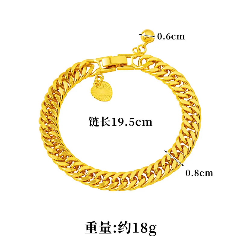 

Luxury 24K 9999 Pure Gold real gold Men's and Women's Double Buckle Boss Chain Bracelet