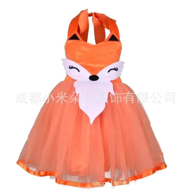 Cute Girls Halloween Fox Cosplay Costumes for Kids Animal Dress Up with Headband Tail Carnival Chrismas Cloth Purim