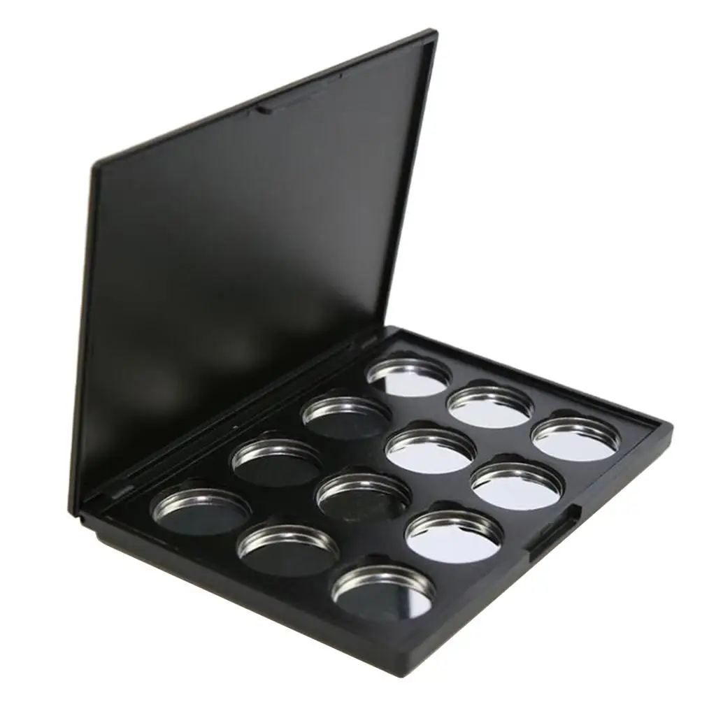 Magnetic Eyeshadow Makeup Palette Empty Blush Lipstick Container Case with 12Pcs 26mm Round Metal Pans