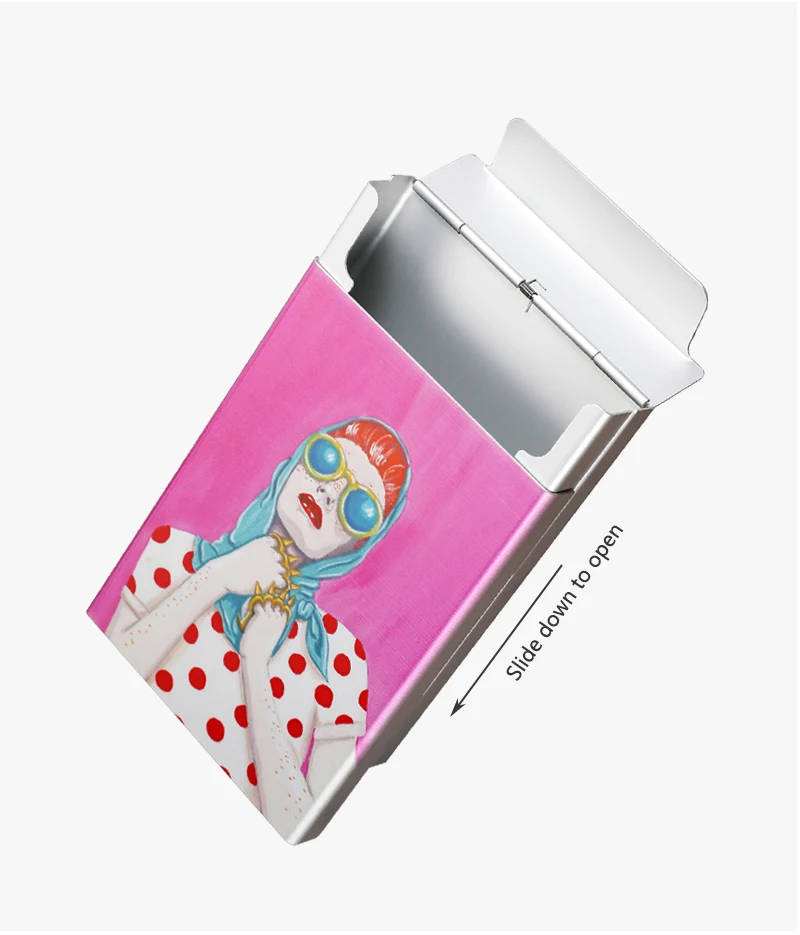 Klassische Animation Anime niedlich 89mm Rauch geschenk für Raucher Metall Medium Zigaretten etui Box benutzer definierte Logo Foto Farbdruck – Detail 4