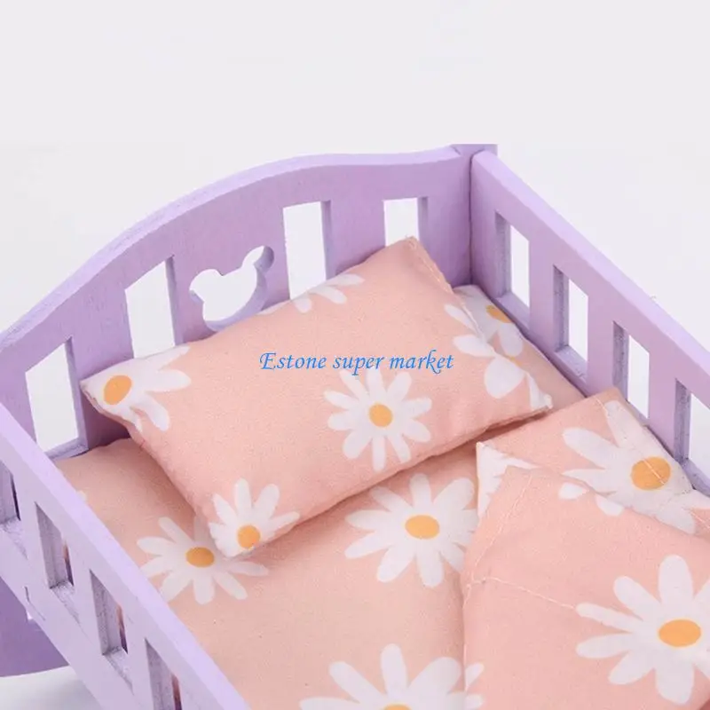 090B Children's Interactive Dollhouse Wooden Shake Bed Decoration Ornaments Role for Play Toy Portable Relieve Boredom
