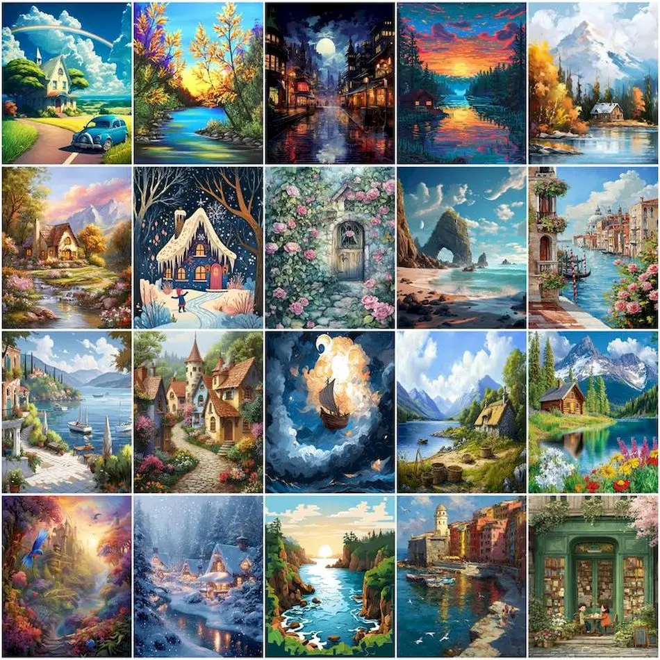 

GATYZTORY Paintings For Painting By Numbers Handpainted Diy Canvas Landscape Color Markers Acrylic Paints Modern Decoration Home