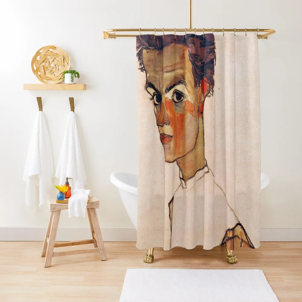 

Self portrait of egone schiele Shower Curtain Bathroom For Shower Anime Shower Funny Curtain