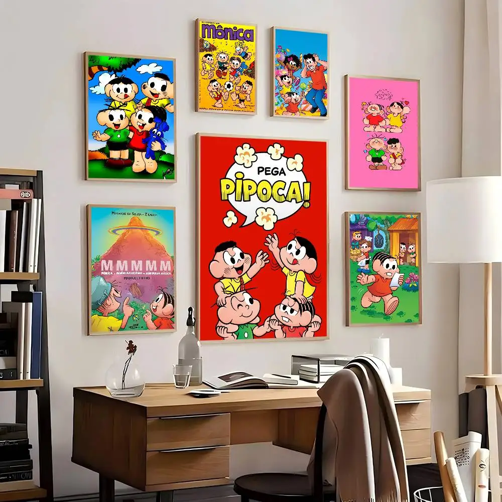 Pôsteres de Mangá da Turma M-Monica para Sala de Estar, Bar, Café, Tela de Qualidade, Estilo Vintage, Pintura de Quadrinhos, Arte, Decoração de Parede para Casa, Imagem