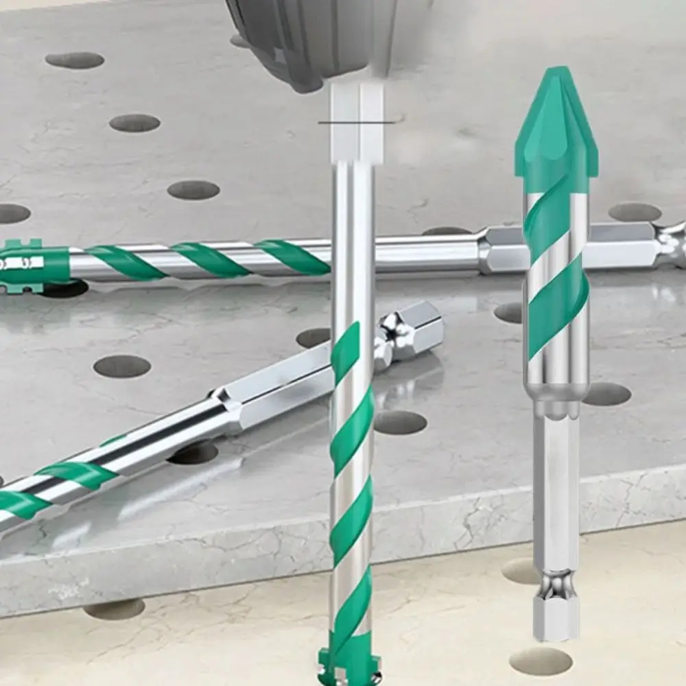 Ultra-High Hardness Sawtooth Drill Bit Serrated Skewed Head Hexagonal Shank Tile Drill Bit Four-Edged 6mm to 12mm Sizes