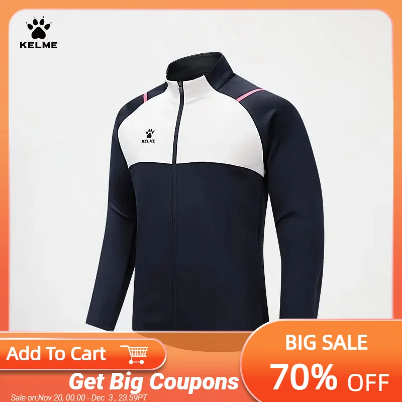 

Kelme Football Training Knitted Jacket For Men's Spring 2024 Printed Stand Up Collar Cardigan Sports Coat Children's Sportswear