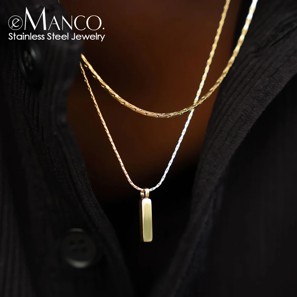 eManco 1MM Wire Chain Bone Chain Fashion Trend Men's Stainless Steel Necklace  Jewelry Wholesale No Color Loss Waterproof