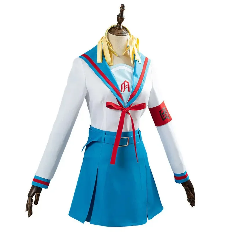 زي Suzumiya Haruhi Jk زي تنكري أنيمي نو Yuuutsu تنورة علوية للفتيات شعر مستعار للهالوين كرنفال الهالوين الزي كوس