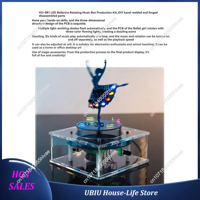 Rotating Music Box DIY Electronic Kit Ballerina Girl Music Box With RGB LED Rotating Design For DIY Soldering Practice-Best Sell