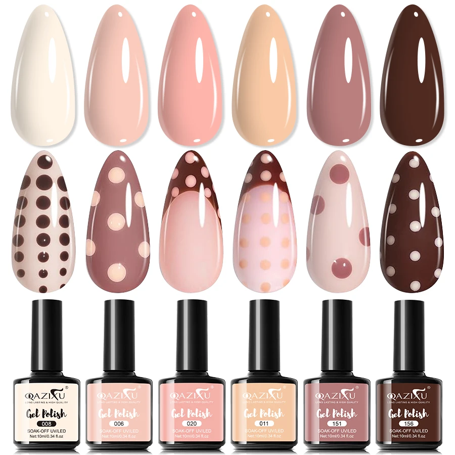 

6 шт. Набор гель-лаков для ногтей Milk Tea Популярный цветной УФ-лампа Гель для ногтей для дизайна ногтей Легко наносится и замачиваемый DIY Домашний маникюрный салон Использование