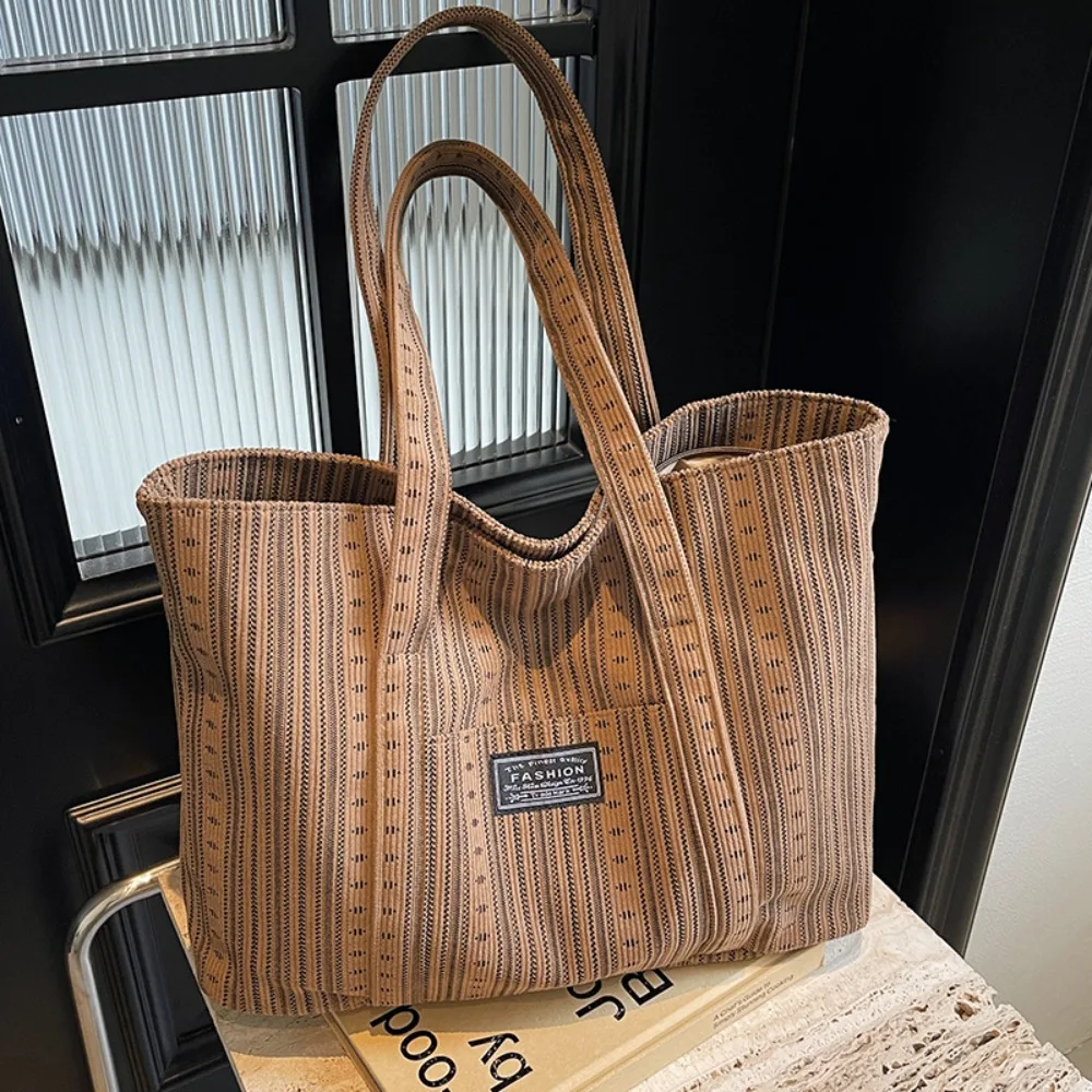 

Fashionable Large Capacity Canvas Tote Bag Minority Design Portable Commuting Shoulder Bag All-match Original Mommy Bag Lady