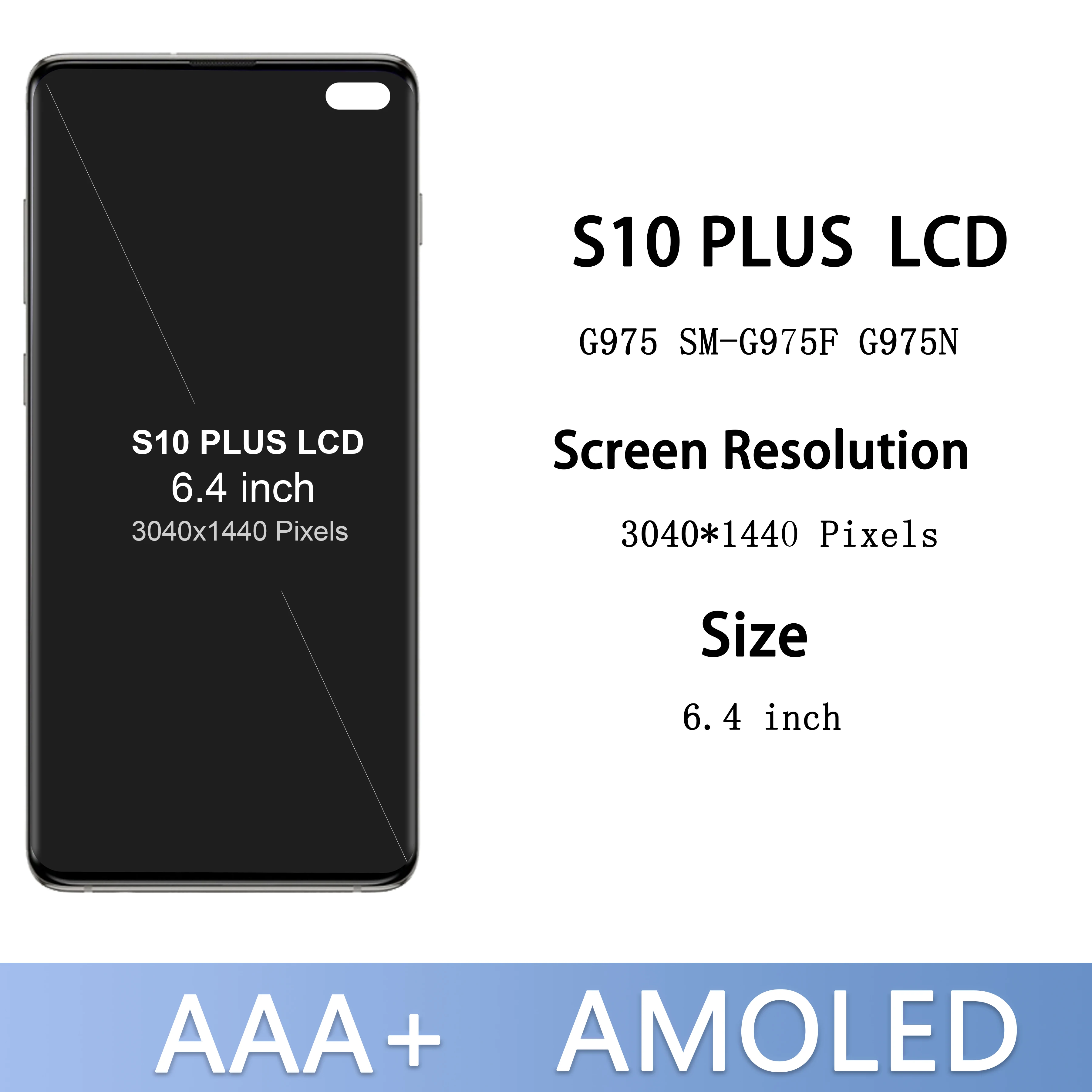 6.4'' FOR S10 Plus For Samsung Galaxy S10plus G975 G975U G975F LCD Display S10+ Touch Screen Digitizer Assembly Replacement