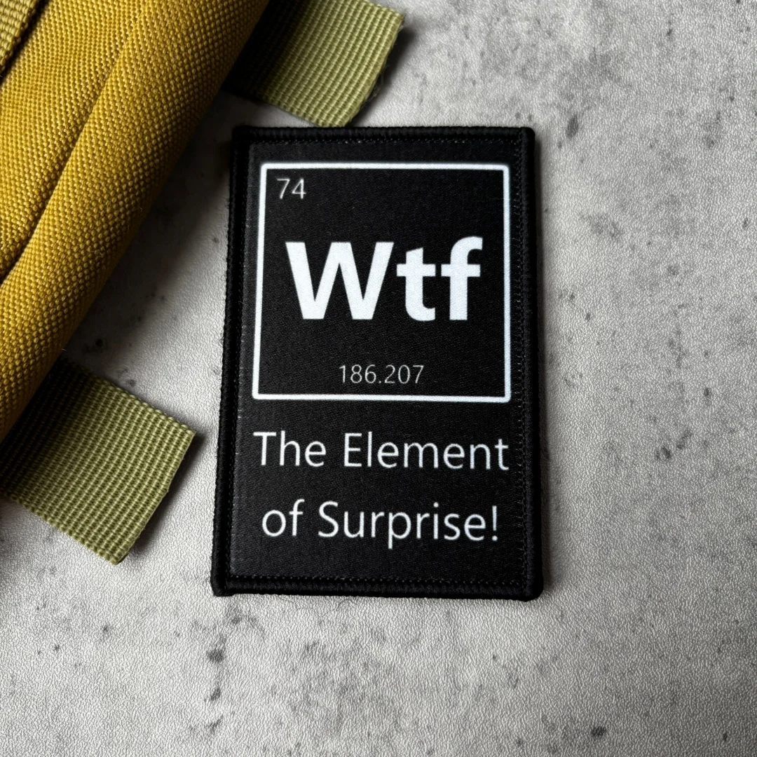 WTF Element of Surprise Patch Lustiger Taktischer Moral-Patch mit Aufdruck und Klettverschluss für Rucksack, Jacke, Weste, Ausrüstung – Detail 5