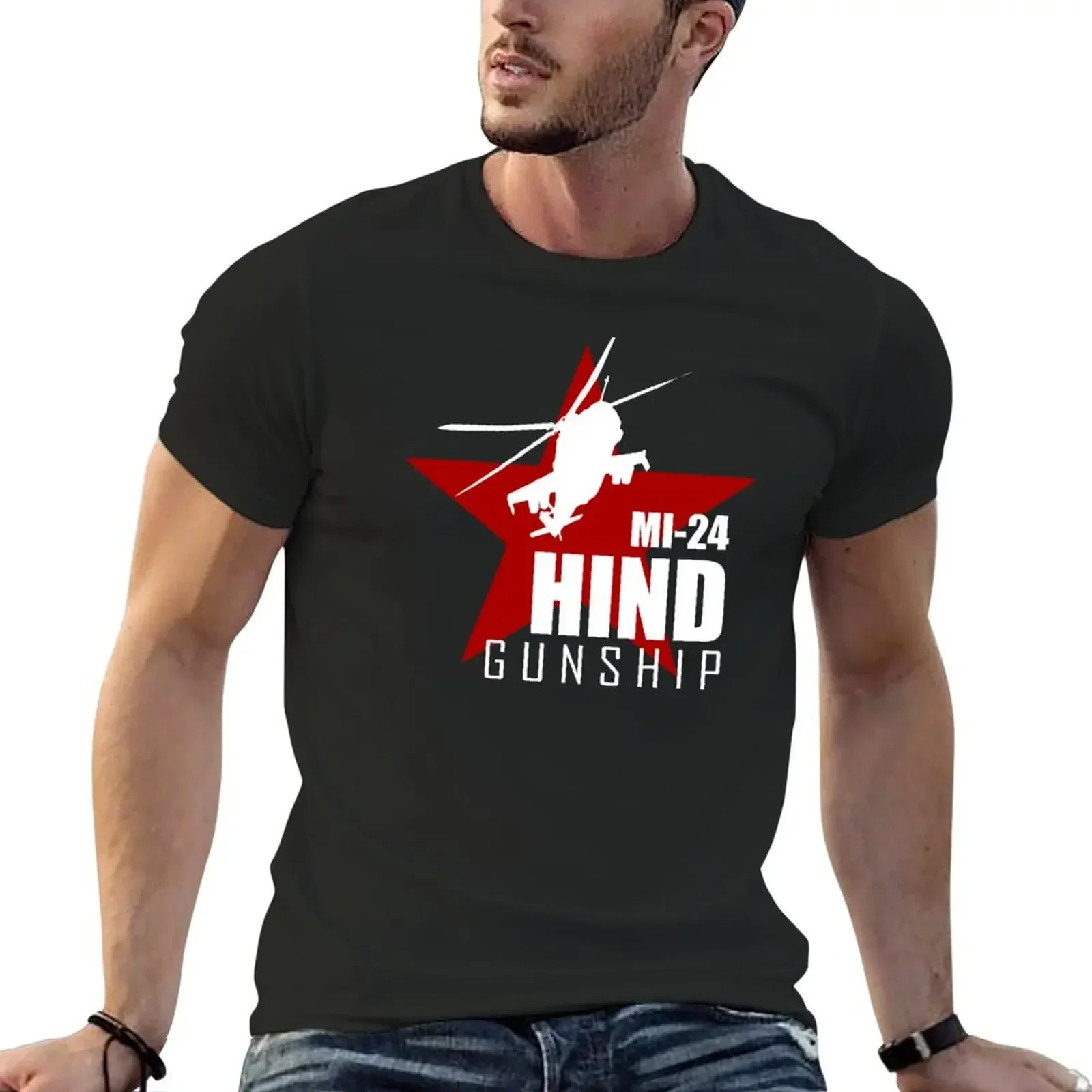 Helicopter Gunship MI-24 Hind T-Shirt vintage anime shirt sports fans sublime mens shirts graphic tee