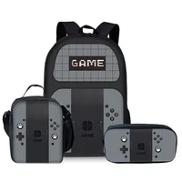 Consola de juegos divertida Popular de lujo con estampado 3D, 3 unidades/juego, mochilas escolares para alumnos, mochila para ordenador portátil, bolsa de almuerzo, estuche para lápices