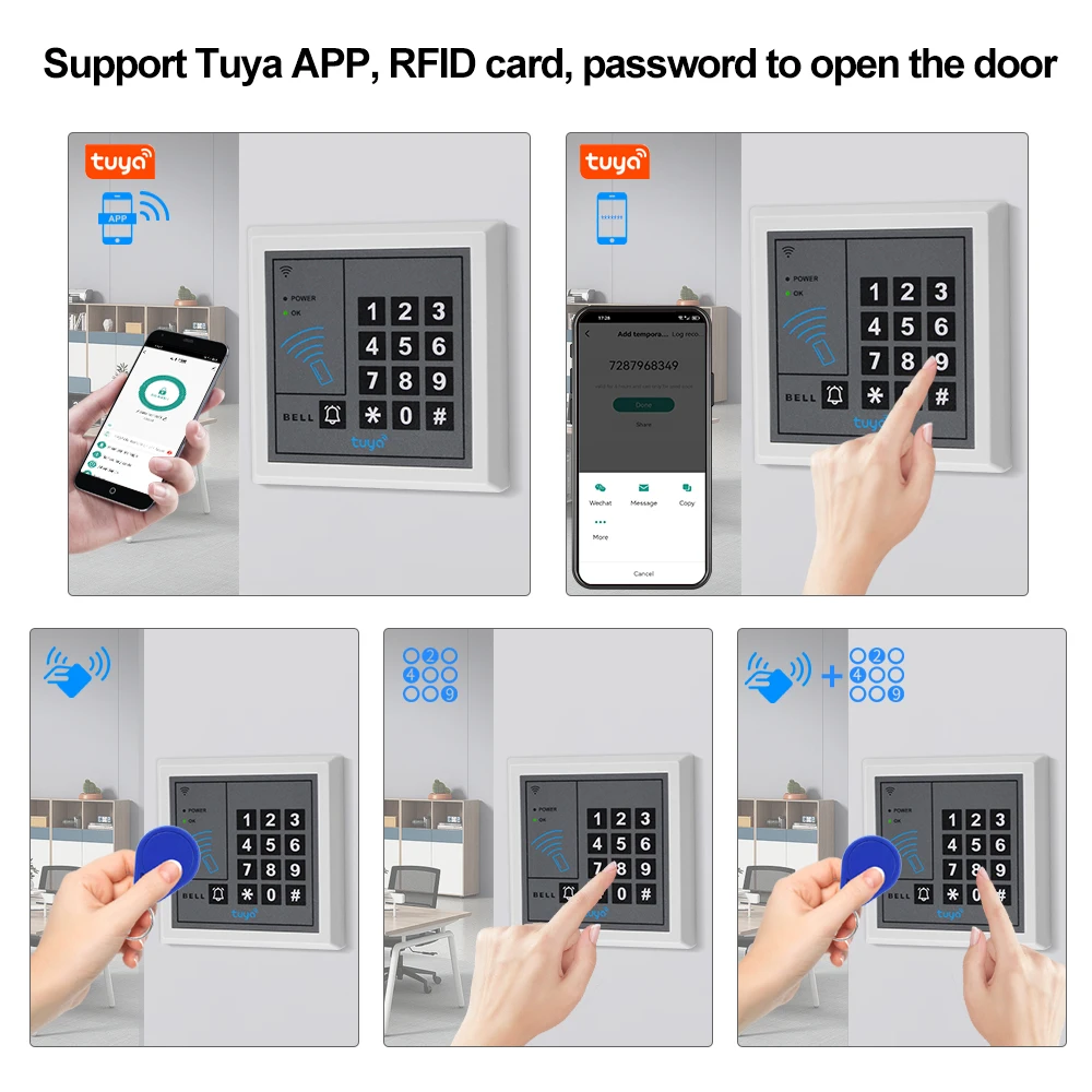 WiFi Tuya Access Control Keypad 125KHz RFID Standalone Access Controller System Door Opener WG26 Card Reader Smart APP Unlock