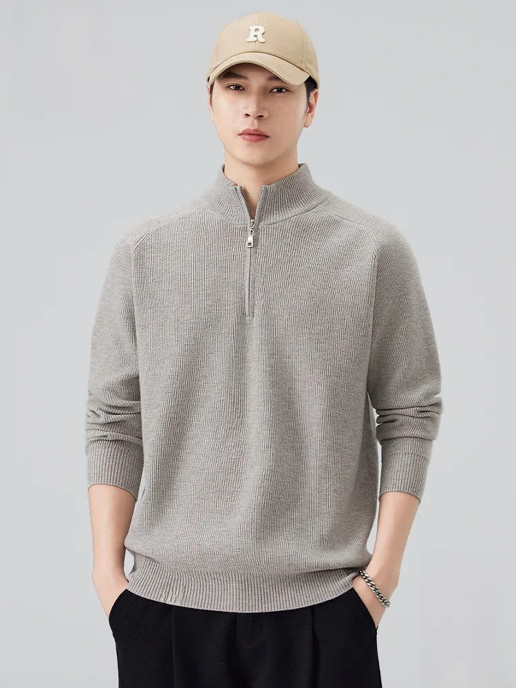 

Мужской шерстяной свитер Paul Frank с высоким воротником на молнии, свободный повседневный осенний вязаный джемпер, комфортный, мягкий, из полиэстера