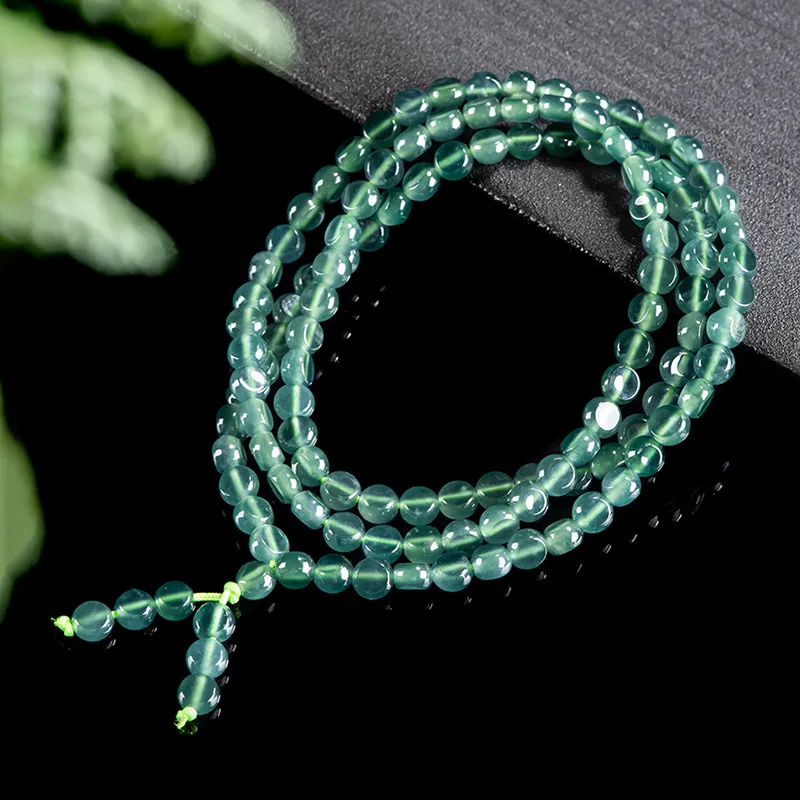 

Unisex 6mm Natural Blue Jade Gemstone Bracelet Trendy Yoga Health Relief Mala Women's Energy Prayer Jewelry