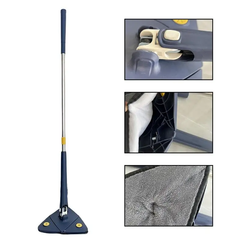 Extendable Triangle Mop With Replacement Pad 360 Rotatable Adjustable Wet And Dry Dual Use Cleaning Mop For Window Floor