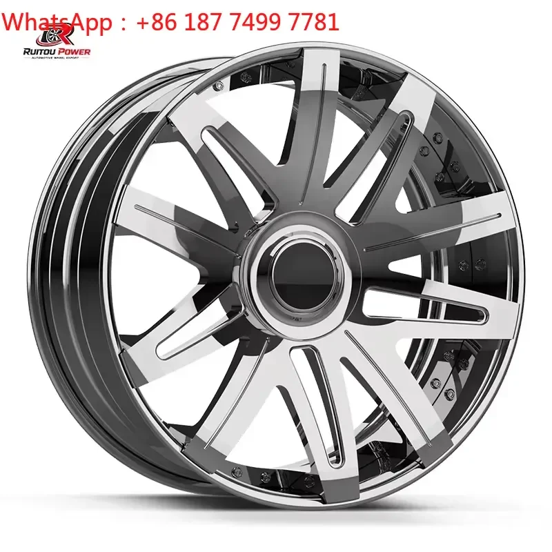 Two Piece Forged Wheels Chrome Polished Multi Y Spoke 20 21 22 24 26 5X120 6X139.7 for Chevy GMC Pickup Off Road Vehicle