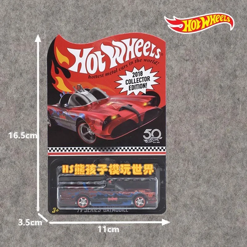 1/64 Hot Wheels 2018 Collector Edition Red Line Car Model TV Series Batmobile Collectible Room Ornament Boy Birthday Toy Gift view 2