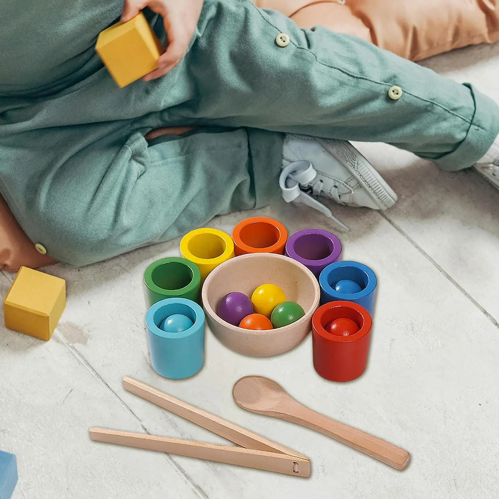 

Color Sorting Toys for Toddlers Counting for Fine Motor Skills Balls in Cups