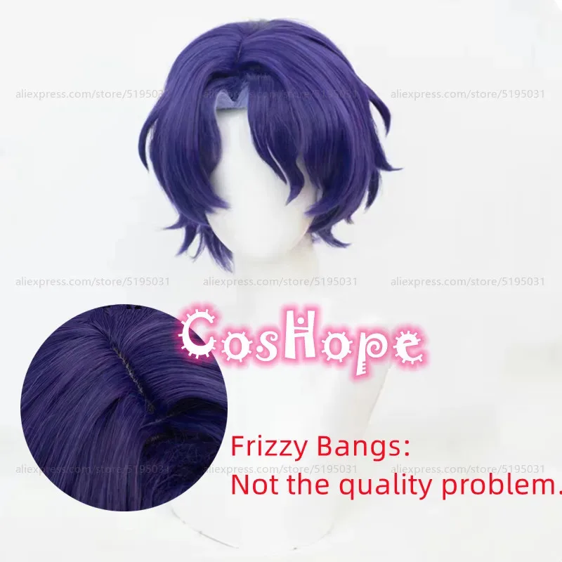 دكتور. نسبة شعر مستعار تأثيري 35 سنتيمتر قصيرة الأزرق الأرجواني يسلط الضوء على شعر مستعار تأثيري أنيمي تأثيري مقاومة للحرارة بيروكات صناعية #3