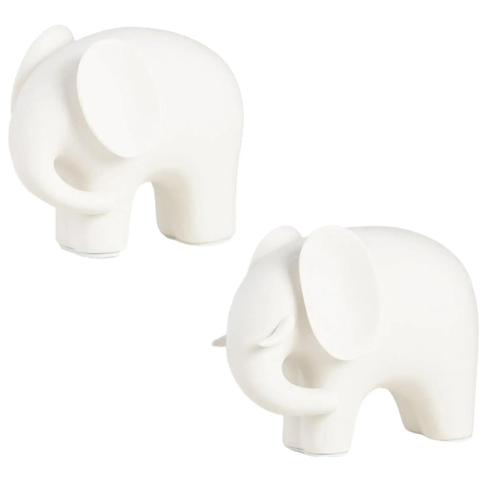 Ceramic Elephant Statue Animal Sculpture Figure Collection Collectible Figurine with Nonslip Pads for Bookshelf Tabletop Xmas