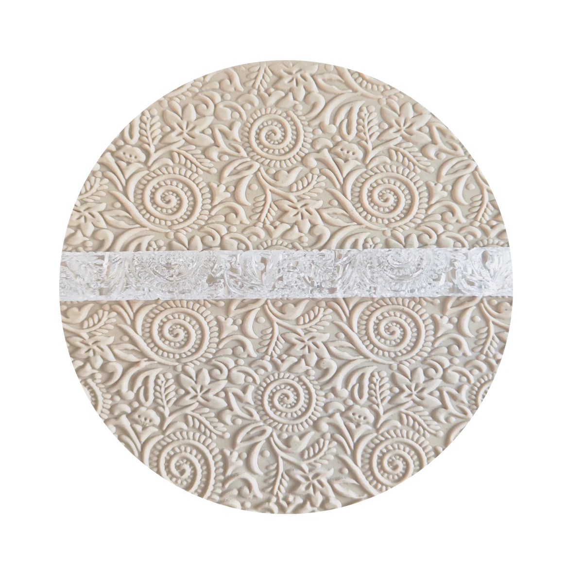 3D Embossed Rolling Pin The curling vine and leaf patterns seamlessly connect with the spiral patterns