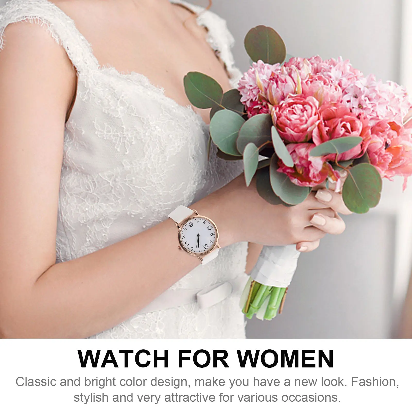 Women Watch Ladies Casual Wrist Watch Skin Friendly Lightweight Supple PU Band Stylish Timeless Design for Office Party Gift