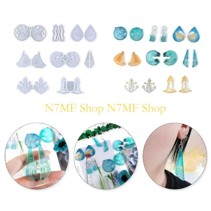 N7MF أنماط متعددة أقراط راتنجات القالب السيليكون القلادة القلادة لـ DIY Craft
