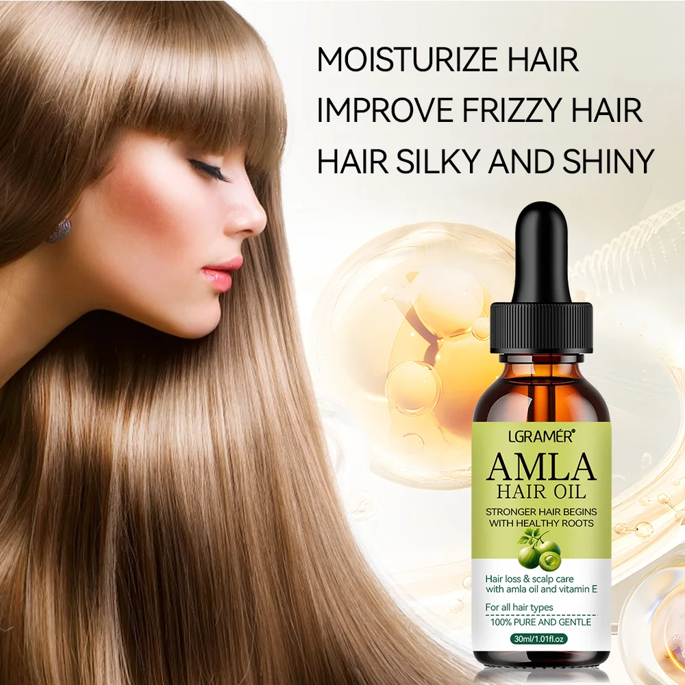 LGRAMER AMLA Hair Care Essential Oil Moisturizes Hair and Improves Frizzy Hair with Silky Luster and No Tangles 30/60ml