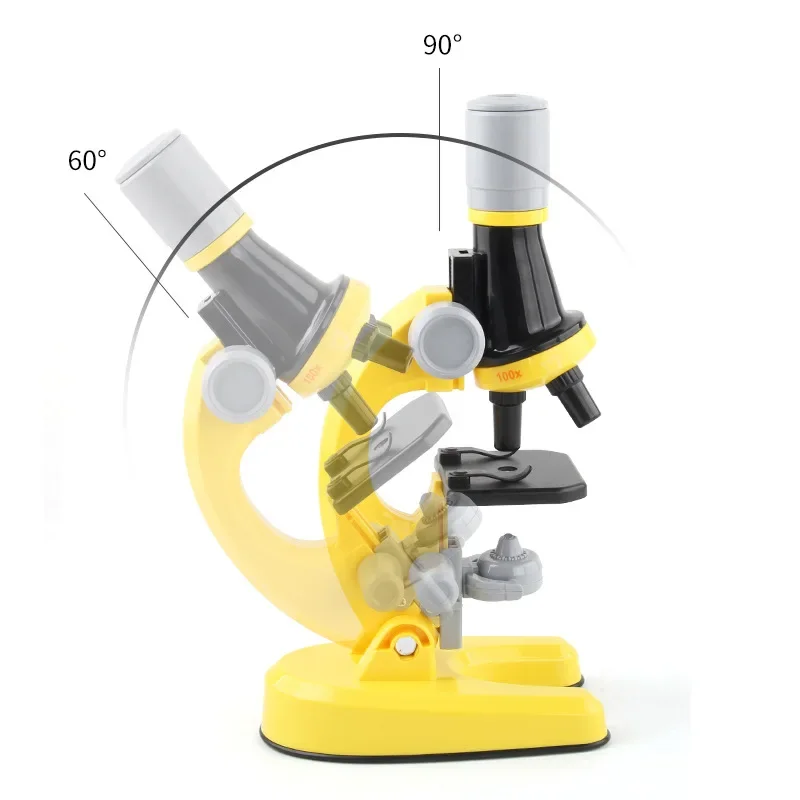 Children Biological Microscope Microscope Kit Lab LED 100X-400X-1200X Home School Science Educational Toy Gift for Kids Child 's