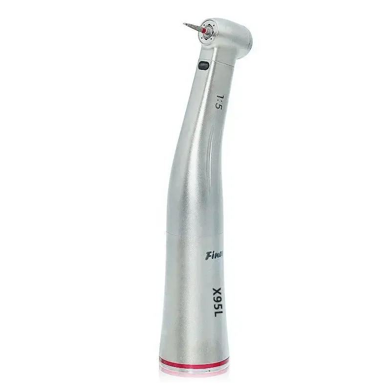 Fiber Optic Dental Contra Angle 1:5 Increasing Speed Handpiece Push Button Red Ring Against Dental Angle for NSK X95L