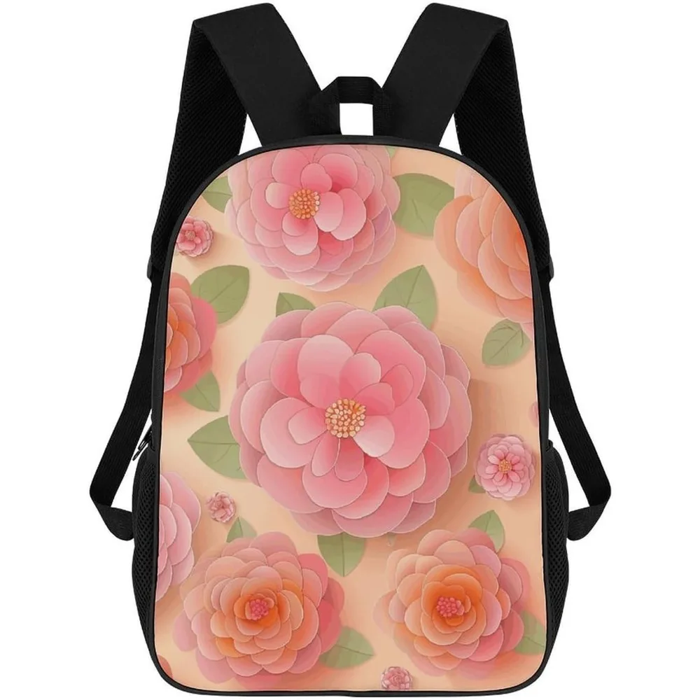 

Orange Camellia Pattern Bookbag - Ultra Lightweight Portable Backpack Work Travel Backpack For Men Women Fits 16 Inch Notebook